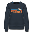Telluride, Colorado Women’s Sweatshirt - Retro Mountain Women’s Telluride Crewneck Sweatshirt - navy