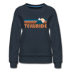 Telluride, Colorado Women’s Sweatshirt - Retro Mountain Women’s Telluride Crewneck Sweatshirt - navy