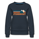 Steamboat, Colorado Women’s Sweatshirt - Retro Mountain Women’s Steamboat Crewneck Sweatshirt - navy