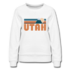 Utah Women’s Sweatshirt - Retro Mountain Women’s Utah Crewneck Sweatshirt - white