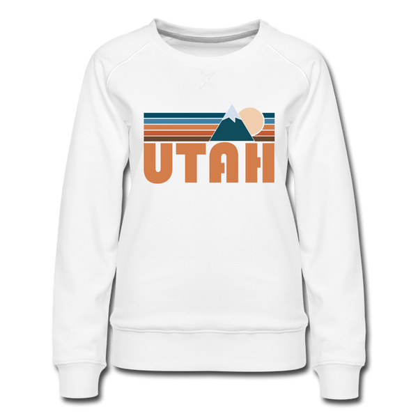 Utah Women’s Sweatshirt - Retro Mountain Women’s Utah Crewneck Sweatshirt - white