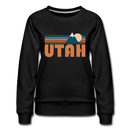 Utah Women’s Sweatshirt - Retro Mountain Women’s Utah Crewneck Sweatshirt - black