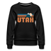 Utah Women’s Sweatshirt - Retro Mountain Women’s Utah Crewneck Sweatshirt - black