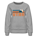 Utah Women’s Sweatshirt - Retro Mountain Women’s Utah Crewneck Sweatshirt - heather gray