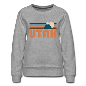 Utah Women’s Sweatshirt - Retro Mountain Women’s Utah Crewneck Sweatshirt - heather gray