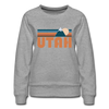Utah Women’s Sweatshirt - Retro Mountain Women’s Utah Crewneck Sweatshirt - heather gray