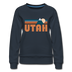 Utah Women’s Sweatshirt - Retro Mountain Women’s Utah Crewneck Sweatshirt - navy