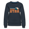 Utah Premium Women's Sweatshirt - Retro Mountain Women's Utah Crewneck Sweatshirt