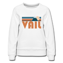 Vail, Colorado Women’s Sweatshirt - Retro Mountain Women’s Vail Crewneck Sweatshirt - white