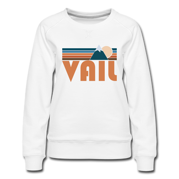 Vail, Colorado Women’s Sweatshirt - Retro Mountain Women’s Vail Crewneck Sweatshirt - white
