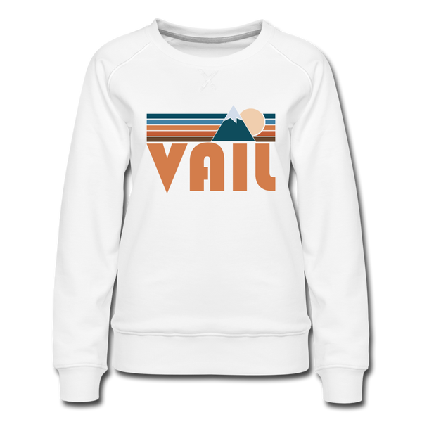 Vail, Colorado Women’s Sweatshirt - Retro Mountain Women’s Vail Crewneck Sweatshirt - white