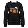 Vail, Colorado Women’s Sweatshirt - Retro Mountain Women’s Vail Crewneck Sweatshirt - black
