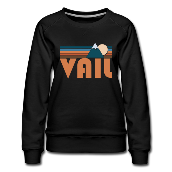 Vail, Colorado Women’s Sweatshirt - Retro Mountain Women’s Vail Crewneck Sweatshirt - black