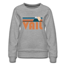 Vail, Colorado Women’s Sweatshirt - Retro Mountain Women’s Vail Crewneck Sweatshirt - heather gray