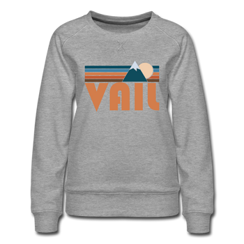 Vail, Colorado Women’s Sweatshirt - Retro Mountain Women’s Vail Crewneck Sweatshirt - heather gray