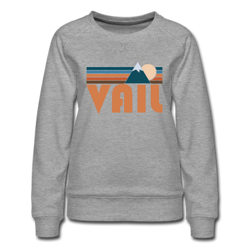 Vail, Colorado Women’s Sweatshirt - Retro Mountain Women’s Vail Crewneck Sweatshirt - heather gray