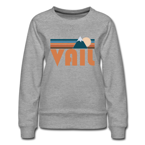 Vail, Colorado Women’s Sweatshirt - Retro Mountain Women’s Vail Crewneck Sweatshirt - heather gray