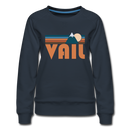 Vail, Colorado Women’s Sweatshirt - Retro Mountain Women’s Vail Crewneck Sweatshirt - navy