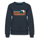 Vermont Women’s Sweatshirt - Retro Mountain Women’s Vermont Crewneck Sweatshirt - navy