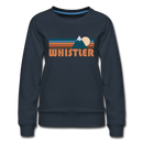 Whistler, Canada Women’s Sweatshirt - Retro Mountain Women’s Whistler Crewneck Sweatshirt - navy
