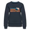 Whistler, Canada Women’s Sweatshirt - Retro Mountain Women’s Whistler Crewneck Sweatshirt - navy