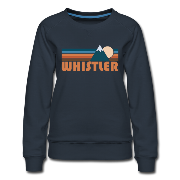 Whistler, Canada Women’s Sweatshirt - Retro Mountain Women’s Whistler Crewneck Sweatshirt - navy