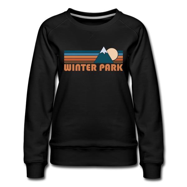 Winter Park, Colorado Women’s Sweatshirt - Retro Mountain Women’s Winter Park Crewneck Sweatshirt - black