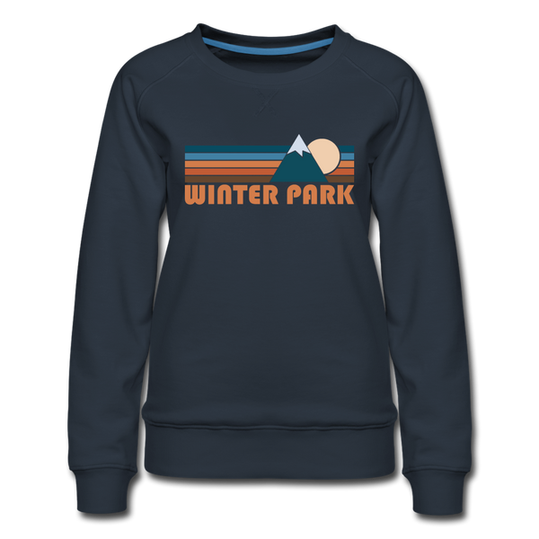 Winter Park, Colorado Women’s Sweatshirt - Retro Mountain Women’s Winter Park Crewneck Sweatshirt - navy