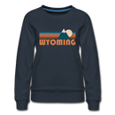 Wyoming Women’s Sweatshirt - Retro Mountain Women’s Wyoming Crewneck Sweatshirt - navy