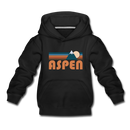 Aspen, Colorado Youth Hoodie - Retro Mountain Youth Aspen Hooded Sweatshirt - black