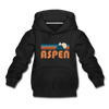 Aspen, Colorado Youth Hoodie - Retro Mountain Youth Aspen Hooded Sweatshirt - black
