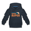 Aspen, Colorado Youth Hoodie - Retro Mountain Youth Aspen Hooded Sweatshirt - navy