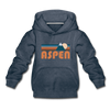 Aspen, Colorado Youth Hoodie - Retro Mountain Youth Aspen Hooded Sweatshirt - heather denim