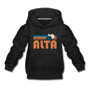 Alta, Utah Youth Hoodie - Retro Mountain Youth Alta Hooded Sweatshirt - black