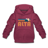 Alta, Utah Youth Hoodie - Retro Mountain Youth Alta Hooded Sweatshirt - burgundy