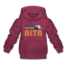 Alta, Utah Youth Hoodie - Retro Mountain Youth Alta Hooded Sweatshirt - burgundy