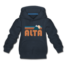 Alta, Utah Youth Hoodie - Retro Mountain Youth Alta Hooded Sweatshirt - navy