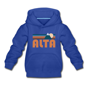 Alta, Utah Youth Hoodie - Retro Mountain Youth Alta Hooded Sweatshirt - royal blue