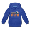 Alta, Utah Youth Hoodie - Retro Mountain Youth Alta Hooded Sweatshirt - royal blue