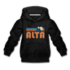 Alta, Utah Youth Hoodie - Retro Mountain Youth Alta Hooded Sweatshirt - charcoal gray