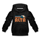 Alta, Utah Youth Hoodie - Retro Mountain Youth Alta Hooded Sweatshirt - charcoal gray
