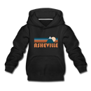 Asheville, North Carolina Youth Hoodie - Retro Mountain Youth Asheville Hooded Sweatshirt - black