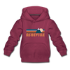 Asheville, North Carolina Youth Hoodie - Retro Mountain Youth Asheville Hooded Sweatshirt - burgundy