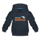 Asheville, North Carolina Youth Hoodie - Retro Mountain Youth Asheville Hooded Sweatshirt - navy