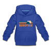 Asheville, North Carolina Youth Hoodie - Retro Mountain Youth Asheville Hooded Sweatshirt - royal blue