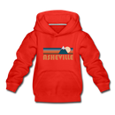 Asheville, North Carolina Youth Hoodie - Retro Mountain Youth Asheville Hooded Sweatshirt - red