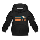 Alaska Youth Hoodie - Retro Mountain Youth Alaska Hooded Sweatshirt - black