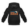 Alaska Youth Hoodie - Retro Mountain Youth Alaska Hooded Sweatshirt - black