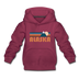 Alaska Youth Hoodie - Retro Mountain Youth Alaska Hooded Sweatshirt - burgundy