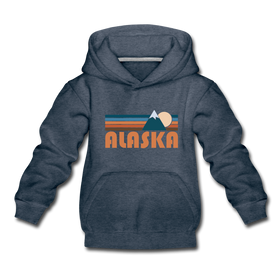 Alaska Youth Hoodie - Retro Mountain Youth Alaska Hooded Sweatshirt